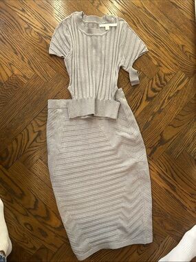 Jonathan Simkhai Lavender Ribbed Cutout Knit Skirt Set